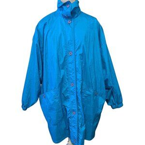 Vintage 80's Windbreaker Jacket Rain Cabin Creek Beverly‎ Goldberg Nylon Long